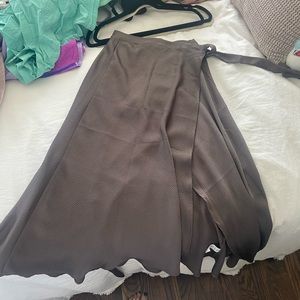 Vici Sophisticated Living Textured Wrap Midi Skirt - Mushroom Brown